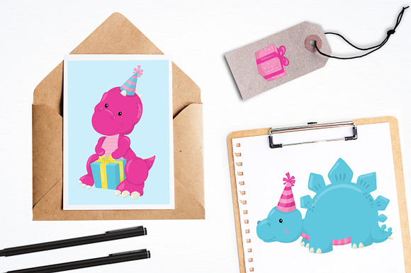 Party Dinos  illustration pack in Illustrations - product preview 3