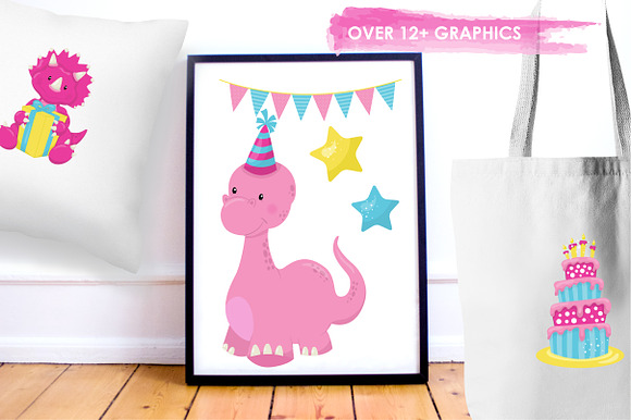 Party Dinos  illustration pack in Illustrations - product preview 4