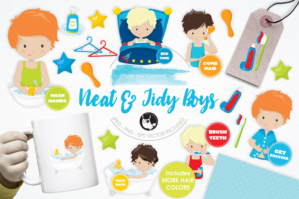 Neat and Tidy Boys illustration pack in Illustrations - product preview 8