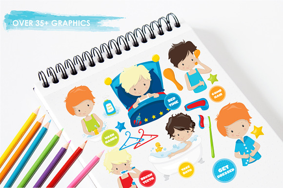 Neat and Tidy Boys illustration pack in Illustrations - product preview 2