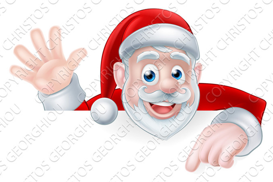 Santa Claus Peeking Over Sign in Objects - product preview 8