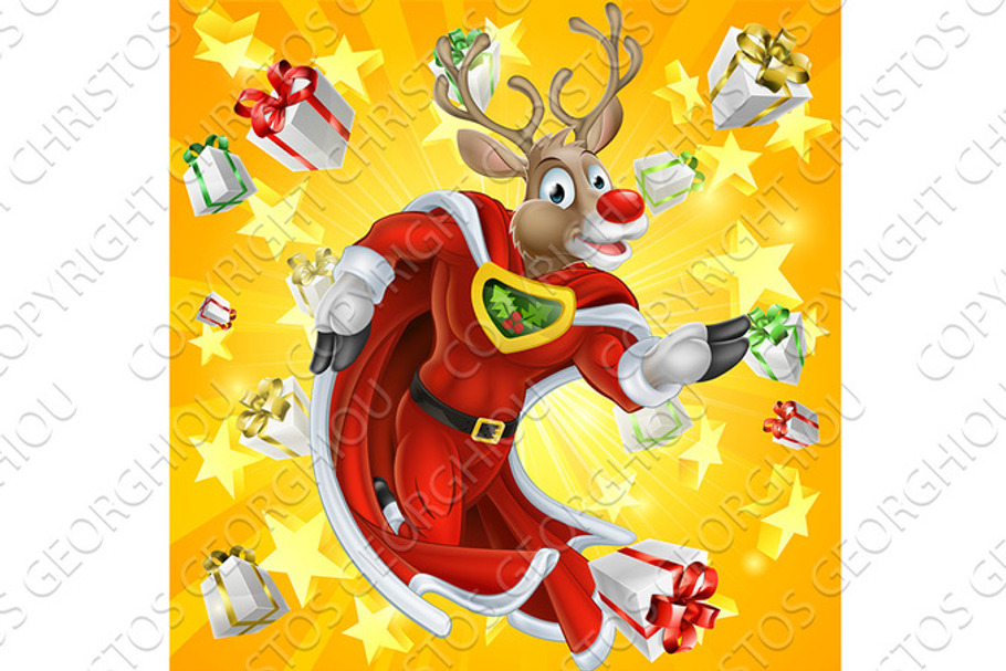 Christmas Reindeer Superhero in Objects - product preview 8