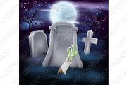 Zombie grave Halloween illustration