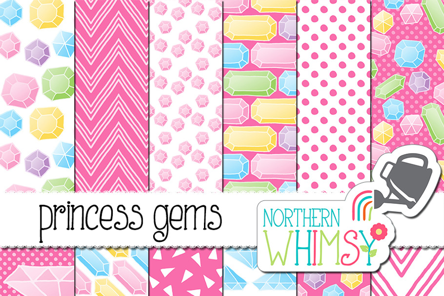 Pink Princess Gem Patterns in Patterns - product preview 8