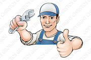 Cartoon thumbs up mechanic or plumber