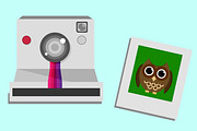 Polaroid with owl image