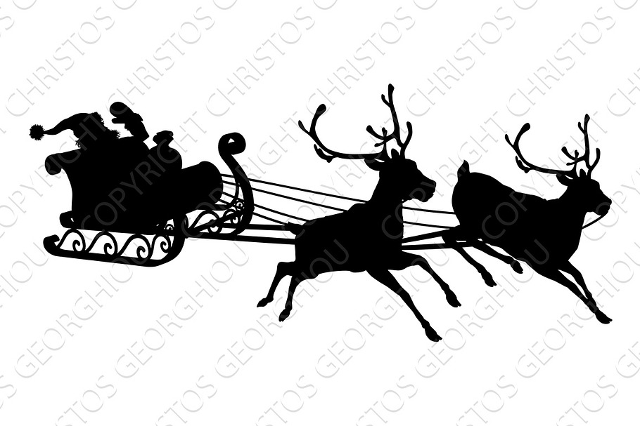 Santa sleigh silhouette in Textures - product preview 8