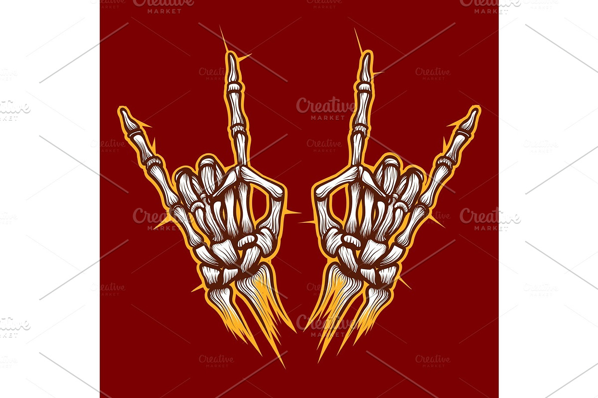 Skeleton bones hands rock music sign in Illustrations - product preview 8