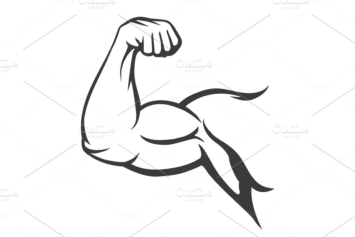 Bodybuilder muscle flex arm in Illustrations - product preview 8