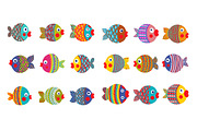 Fish Collection Colorful Graphic