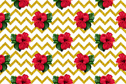 Red hibiscus flower seamless pattern