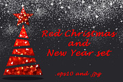 Red Christmas and New Year set