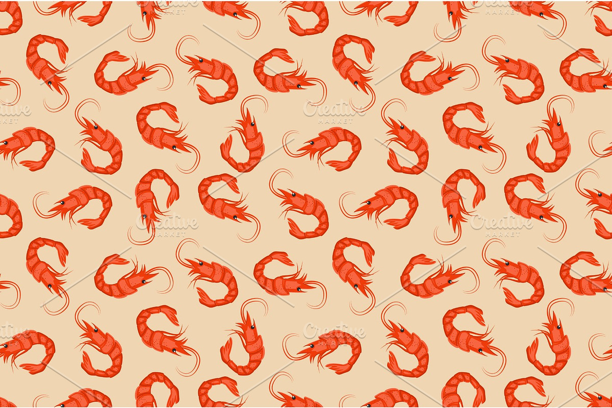 seamless pattern with shrimp in Patterns - product preview 8