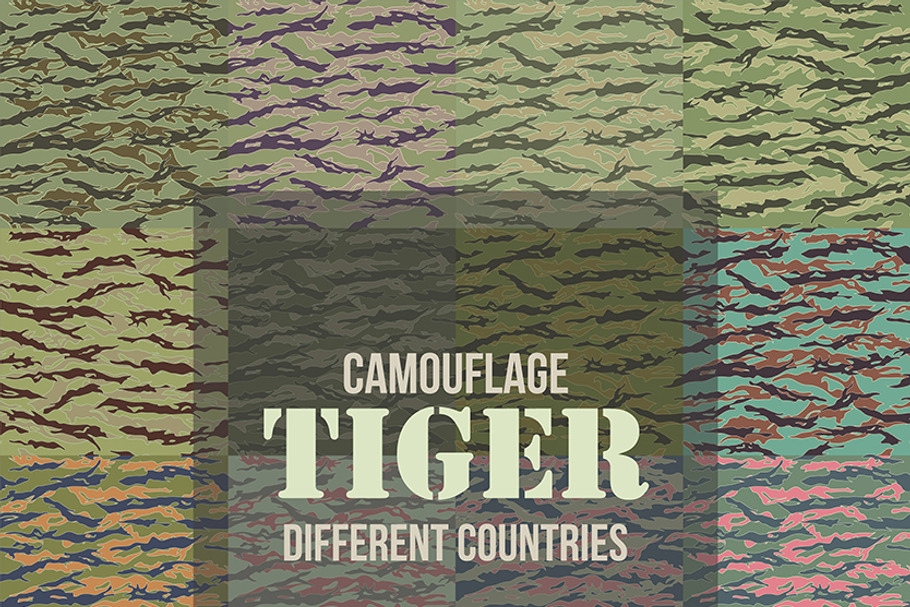 Tiger Camouflage Pattern Set in Patterns - product preview 8