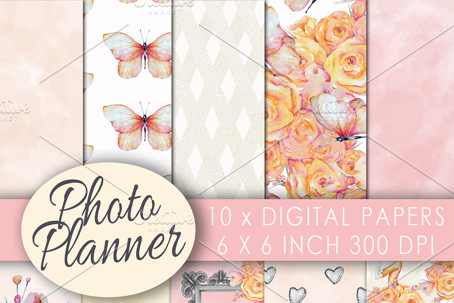 Camera digital paper watercolor in Patterns - product preview 8