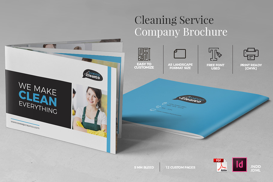 Cleaning Service Company Brochure A5 in Brochure Templates - product preview 8