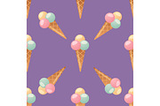 ice cream seamless pattern background dessert vector illustration food sweet cold isolated icon snack cone tasty fruit frozen candy wafer party