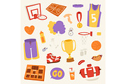 Basketball stickers vector icons