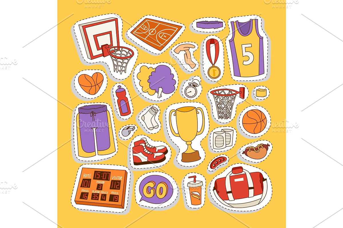 Basketball stickers vector icons in Illustrations - product preview 8