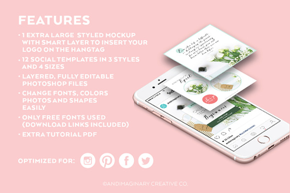 White Blossom Social Template Pack in Social Media Templates - product preview 1