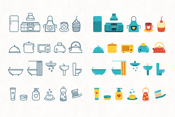 Set of 80 Vector Home Interior icons in Graphics - product preview 2