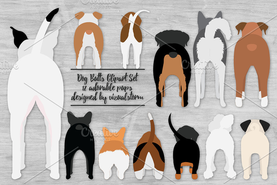 Funny Dog Butt Illustrations in Illustrations - product preview 8