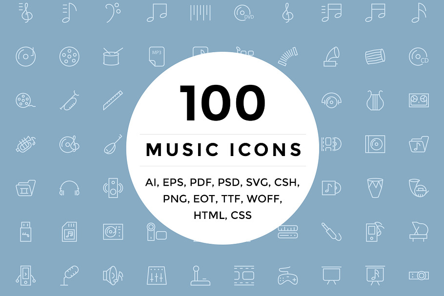 100 Music and Multimedia Icons