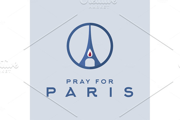 Pray for the Paris, France Friday, 13th November 2015, world of terror without Eiffel Tower, Memory Candle sign