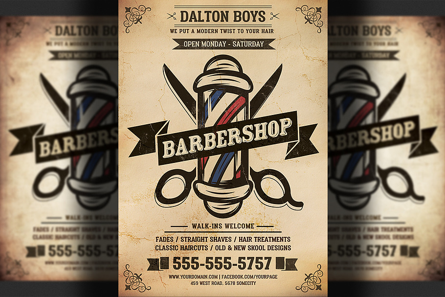 Vintage Barber Shop Flyer Template