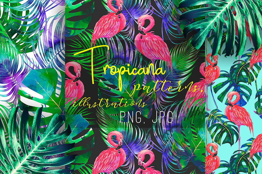 Watercolor Tropical Summer Patterns