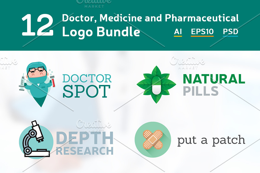 12 Doctor Medicine Logo Bundle