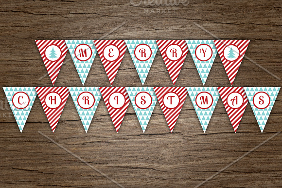 Aqua Red Merry Xmas Banner in Templates - product preview 1