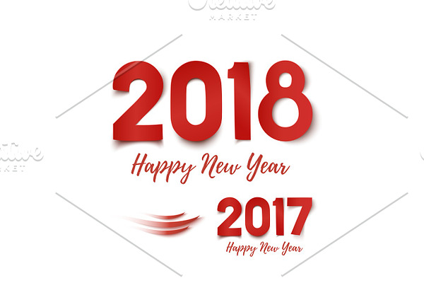 Happy New Year 2017- 2018 greeting card template.