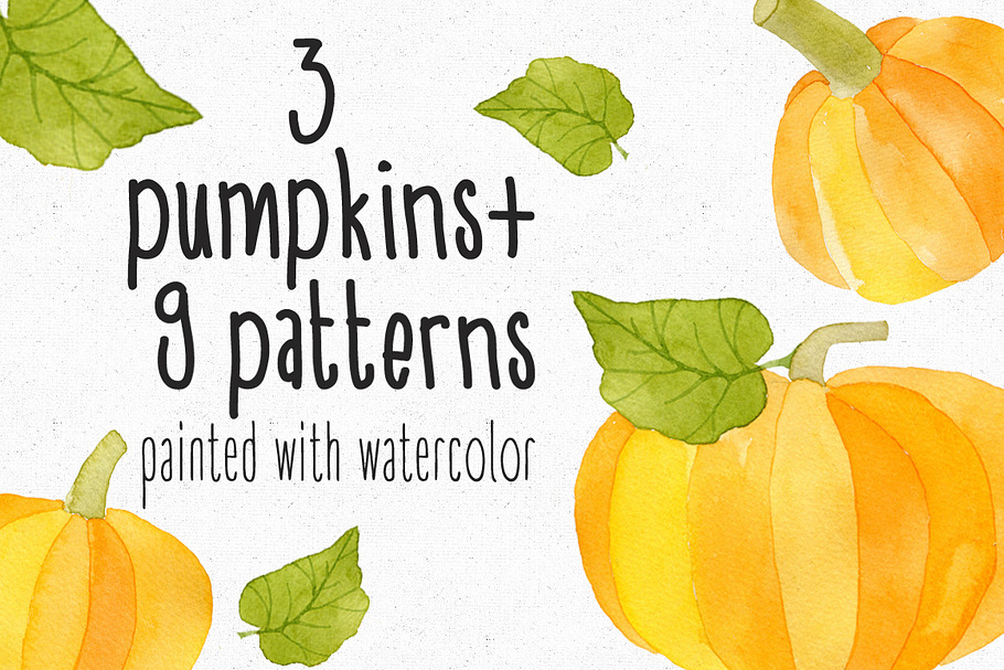 Watercolor Pumkins + Patterns