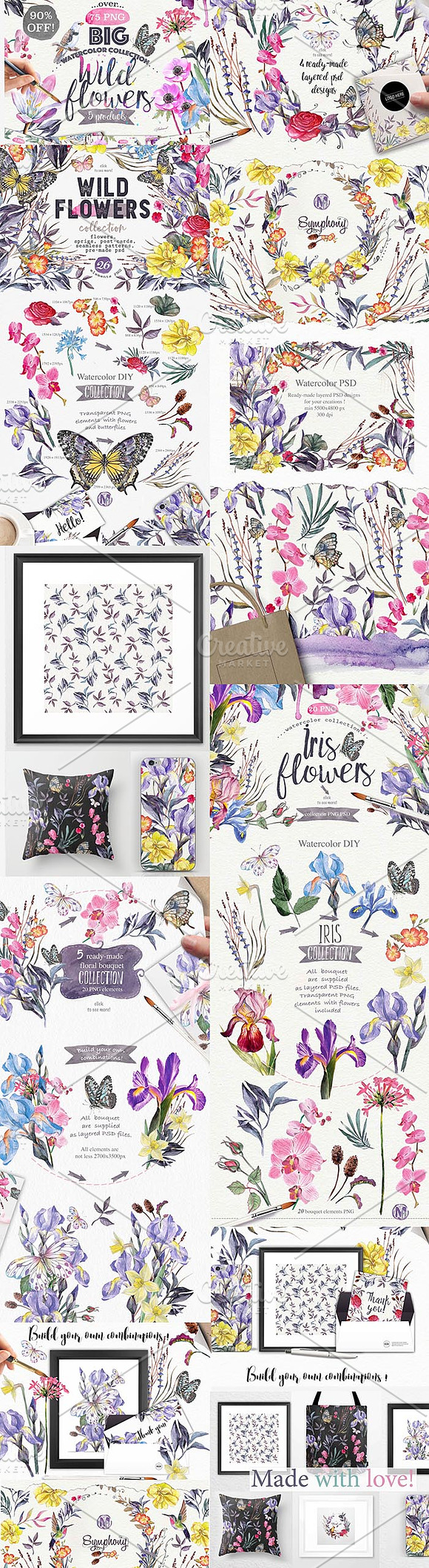  Wildflowers pack 75 PNG in Illustrations - product preview 17