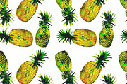 Pineapples pattern, watercolor liner
