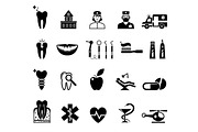 Medical icons on white background.
