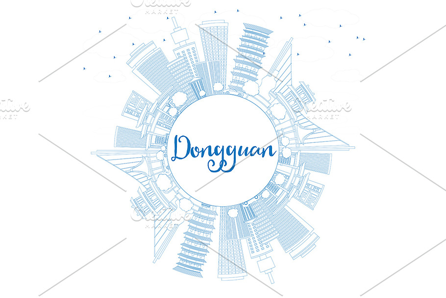 Outline Dongguan Skyline  in Illustrations - product preview 8