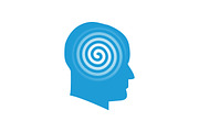Head with spiral logo symbol