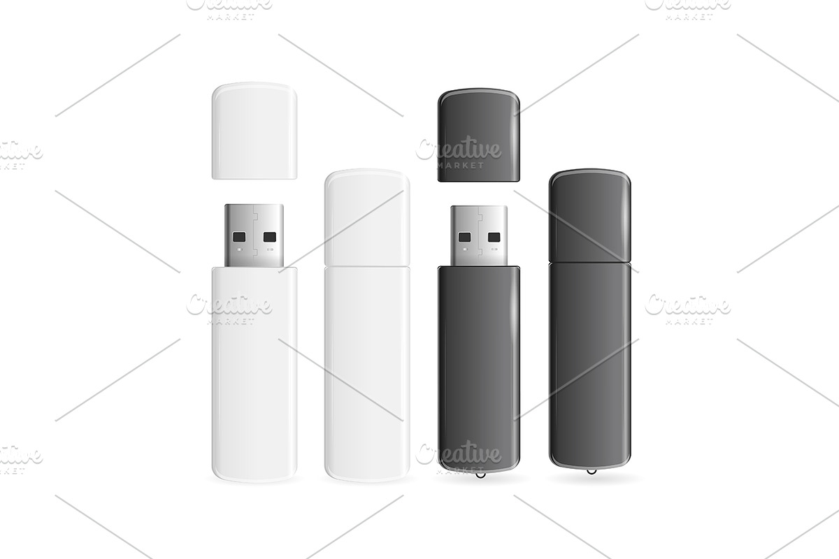 Usb Flash Drive White and Black  in Objects - product preview 8