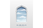 Arabic window design. Ramadan Kareem greeting card