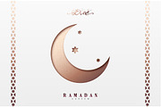 Month Ramadan greeting card with arabic calligraphy Ramadan Kareem. Islamic background half a month