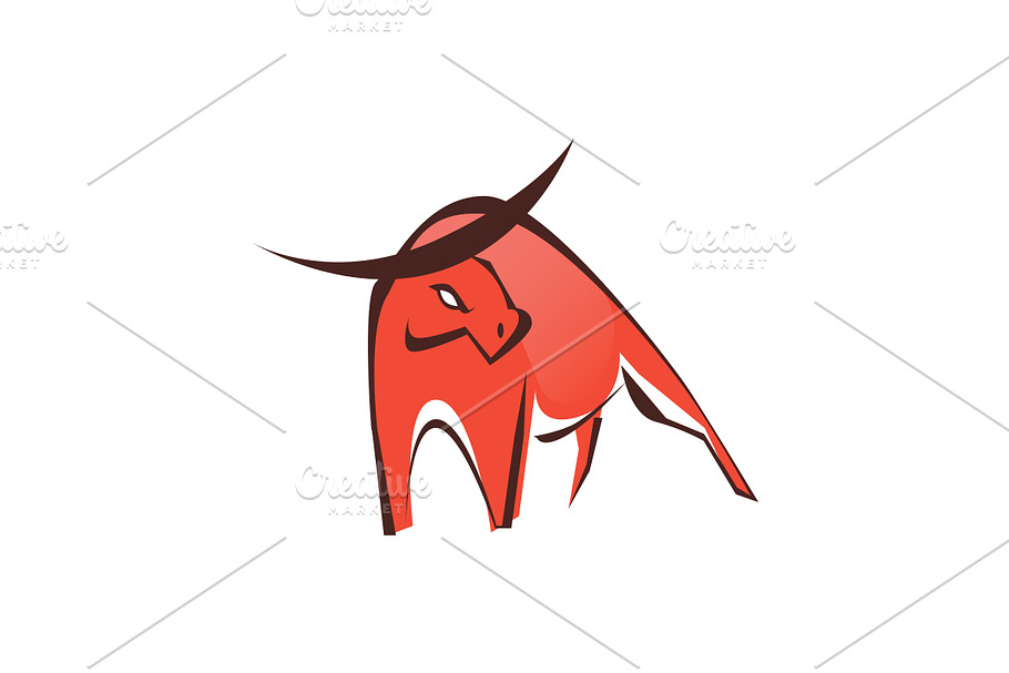 Stylish red bull logo symbol in Illustrations - product preview 8
