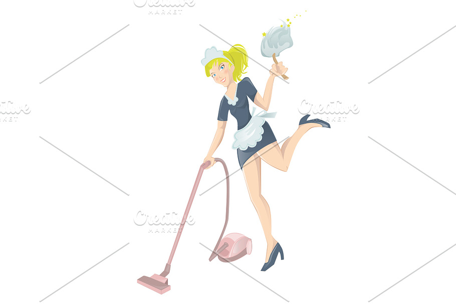 Sexy maid with vacuum cleaner  in Illustrations - product preview 8