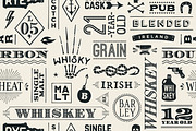 Seamless pattern with types of whiskey