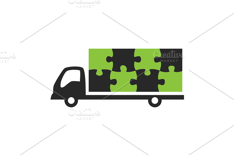 Truck and puzzle logo in Illustrations - product preview 8