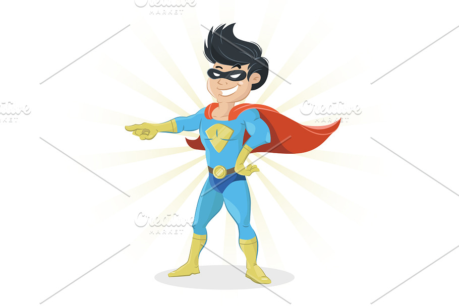 Young Super Hero showing finger