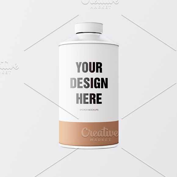 White Matte Color Metal Jar 3in1 in Product Mockups - product preview 1