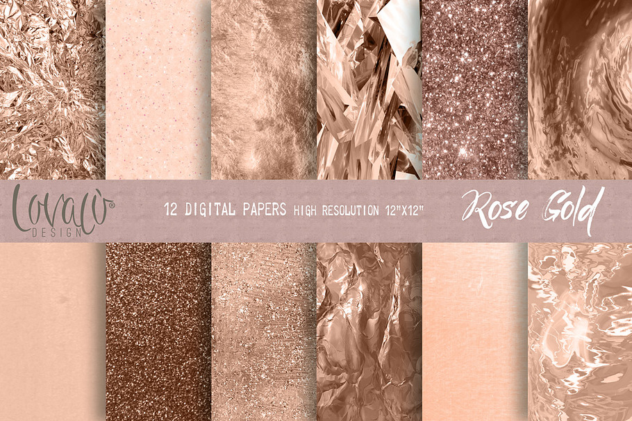 Luxury Rose Gold Digital Papers in Textures - product preview 8