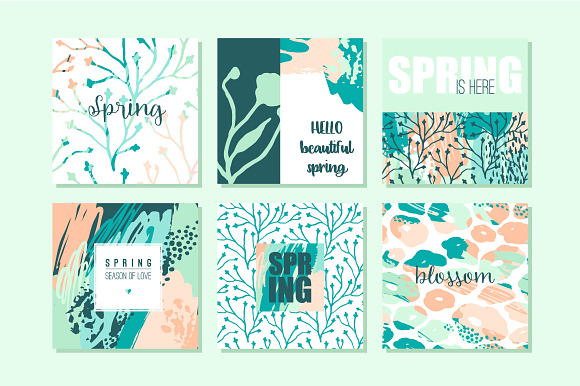 Hello spring! 24 creative art cards. in Illustrations - product preview 1